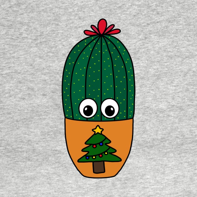 Cute Cactus Design #317: Cactus In Christmas Tree Pot by DreamCactus